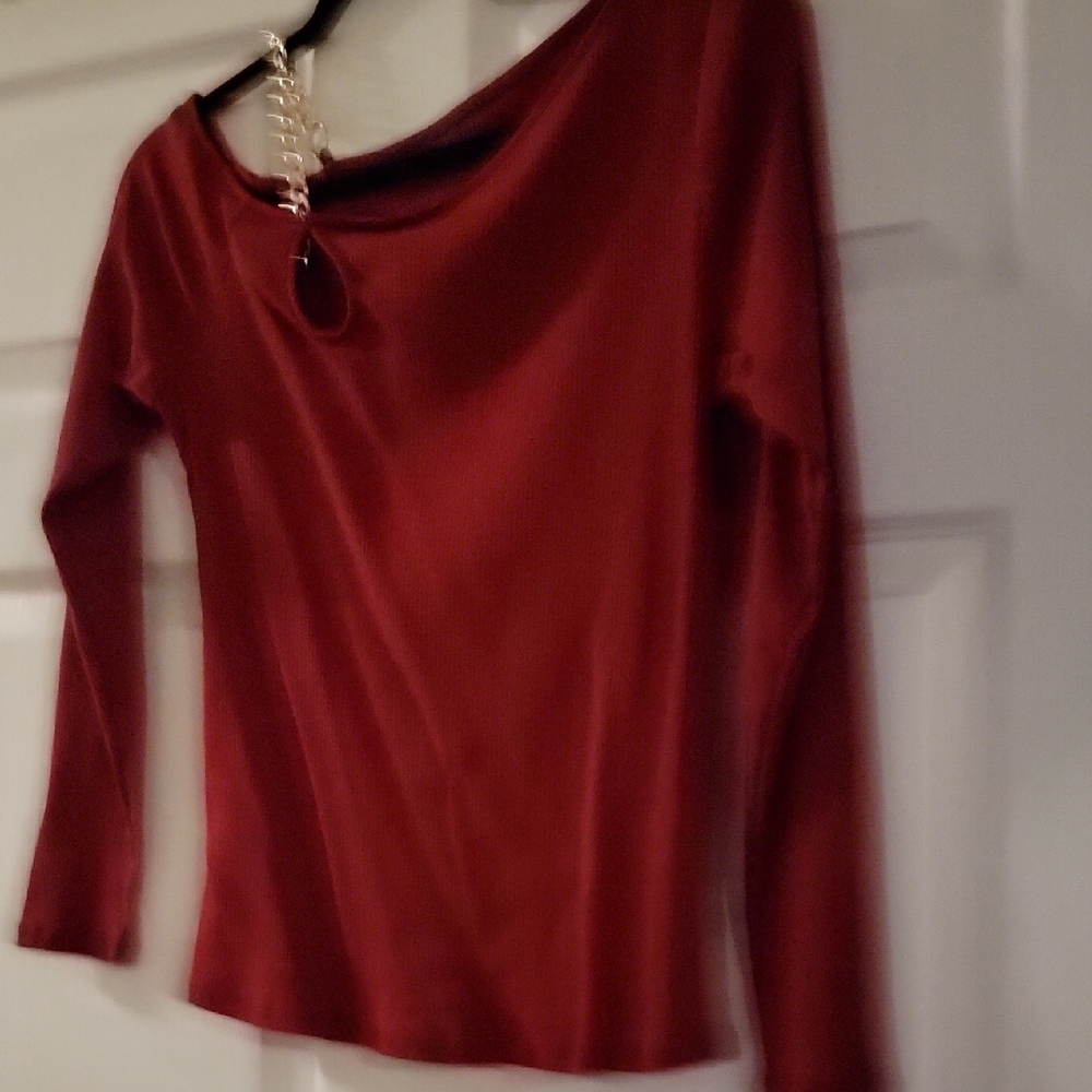 New York & Company Vibrant Red Ribbed Top